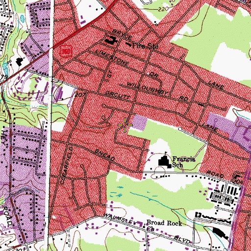 Topographic Map of Piney Knolls, VA