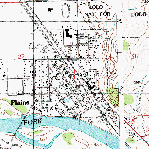 Topographic Map of Plains Bible Chapel, MT