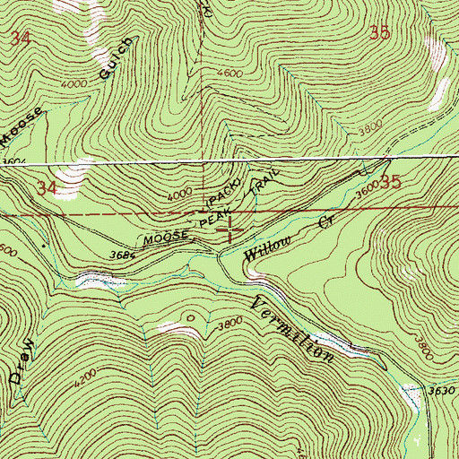 Topographic Map of Willow Creek Campground, MT