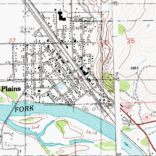 Topographic Map of Plains, MT