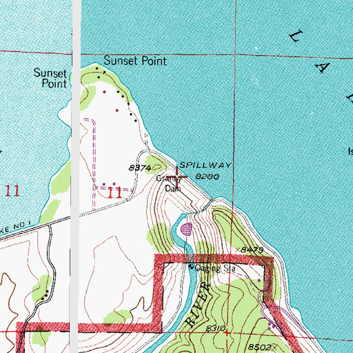 Topographic Map of Granby Dam, CO