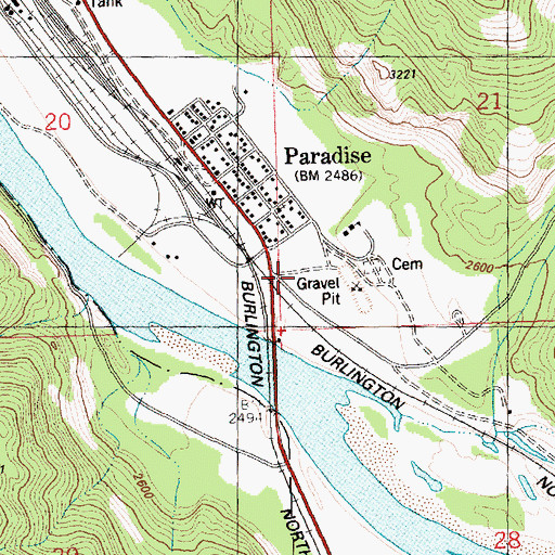 Topographic Map of Paradise Post Office, MT