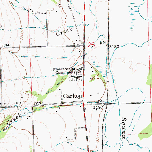 Topographic Map of Florence-Carlton Community Church, MT
