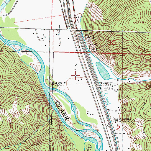 Topographic Map of Pineland Post Office (historical), MT