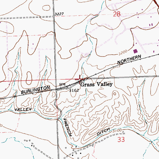 Topographic Map of Grass Valley (historical), MT