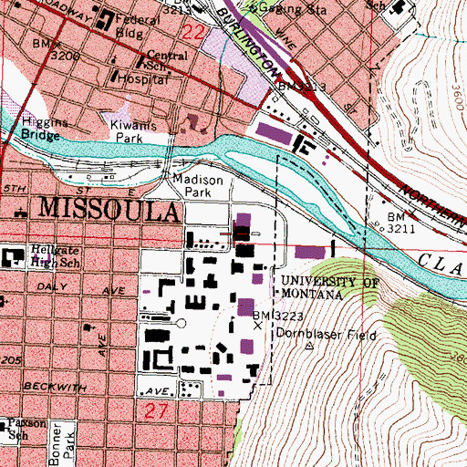 Topographic Map of Harry Adams Field House, MT