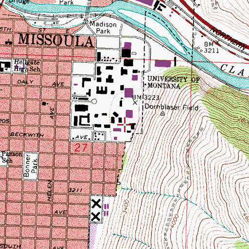 Topographic Map of Schreiber Gymnasium, MT