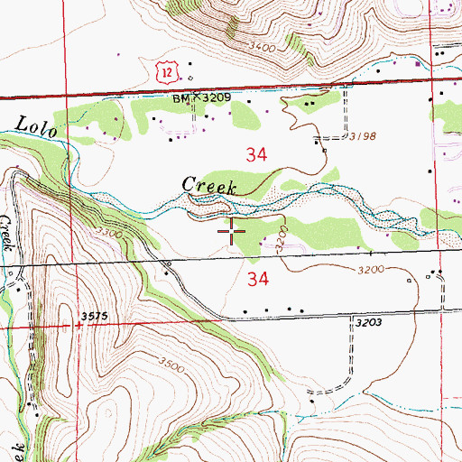 Topographic Map of Hollyhock Trailer Court, MT