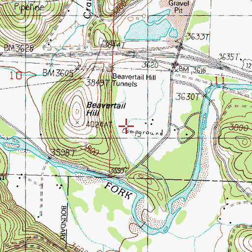 Topographic Map of Beavertail Hill Campground, MT