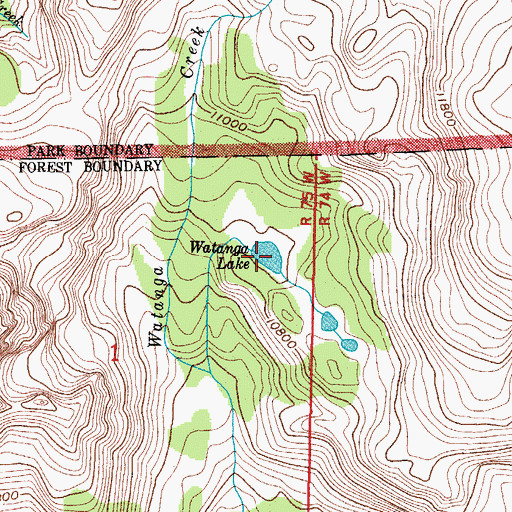Topographic Map of Watanga Lake, CO