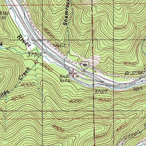 Topographic Map of Saltese Rest Area, MT
