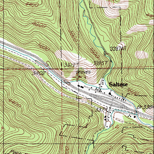 Topographic Map of Saltese Cemetery, MT