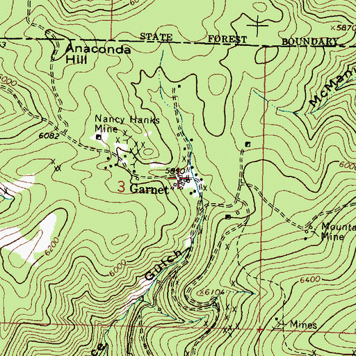 Topographic Map of Garnet School (historical), MT