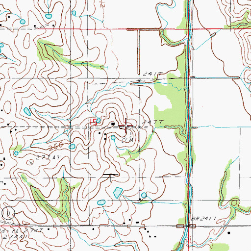 Topographic Map of Proctor Cemetery, MO