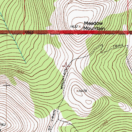 Topographic Map of Saint Vrain Mountain Trail, CO