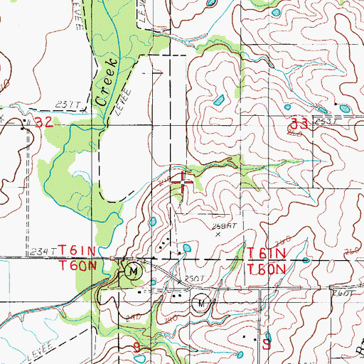 Topographic Map of Brooks Cemetery, MO