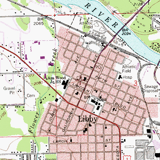 Topographic Map of Lincoln County Sheriff's Office, MT