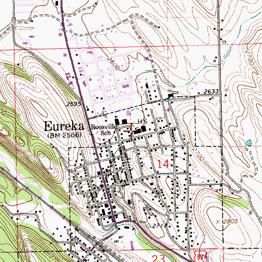 Topographic Map of Eureka Public Schools, MT