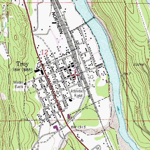 Topographic Map of Three Lakes Community Bible Church, MT