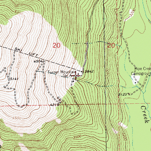 Topographic Map of Main Ski Trail, MT