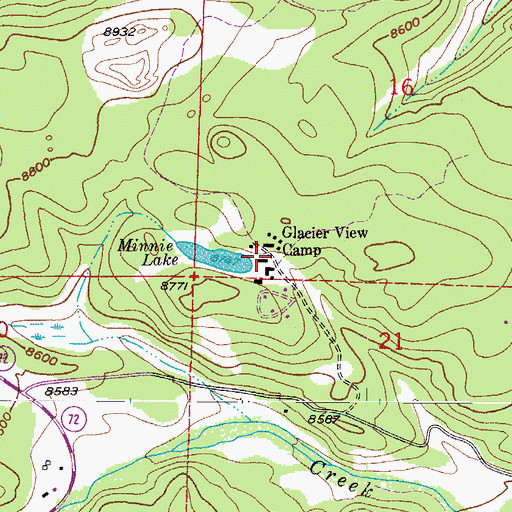 Topographic Map of Glacier View Camp, CO