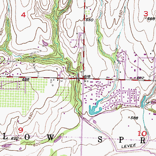 Topographic Map of Aspen Park Baptist Church, OK