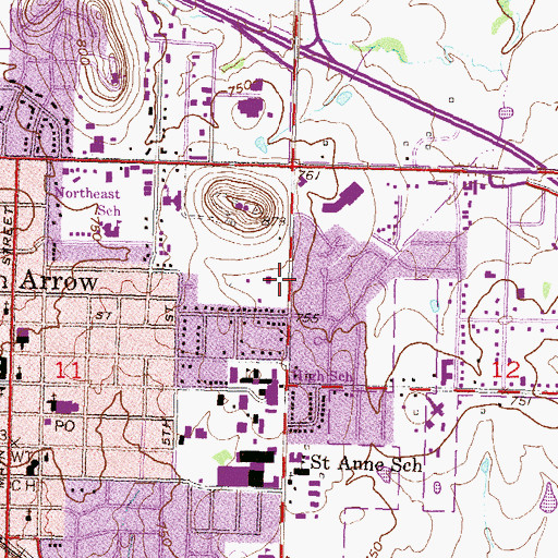Topographic Map of Saint Andrews Episcopal Church, OK