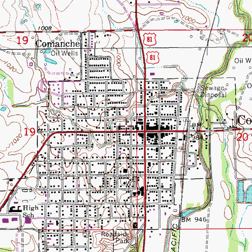 Topographic Map of First Baptist Church, OK