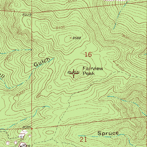 Topographic Map of Fairview Peak, CO