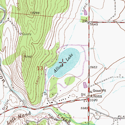 Topographic Map of Allens Lake, CO