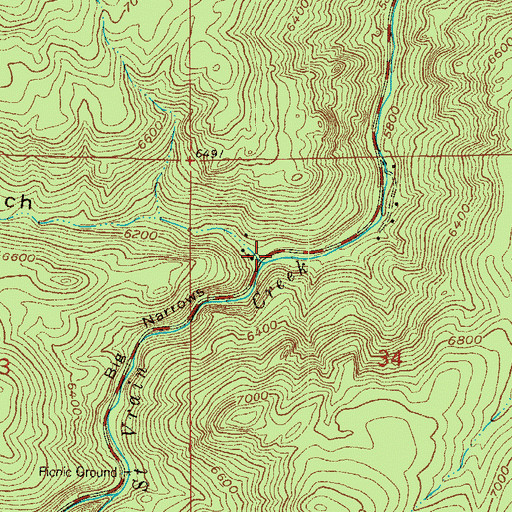 Topographic Map of Big Narrows, CO