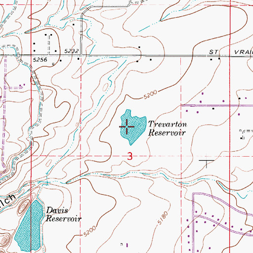 Topographic Map of Trevarton Reservoir, CO