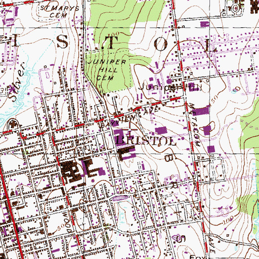 Topographic Map of Bristol, RI