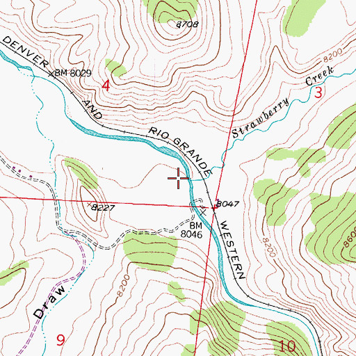 Topographic Map of Strawberry Creek, CO