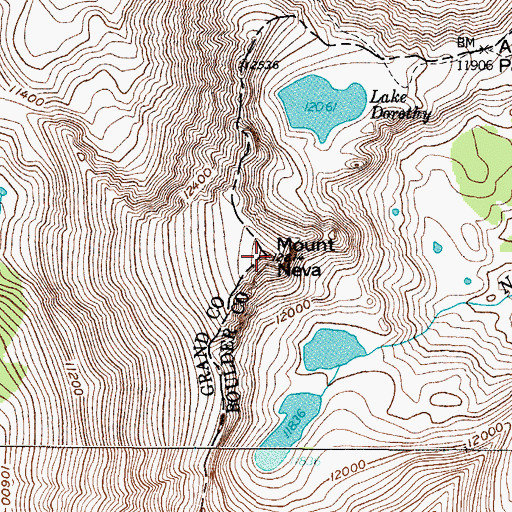 Topographic Map of Mount Neva, CO