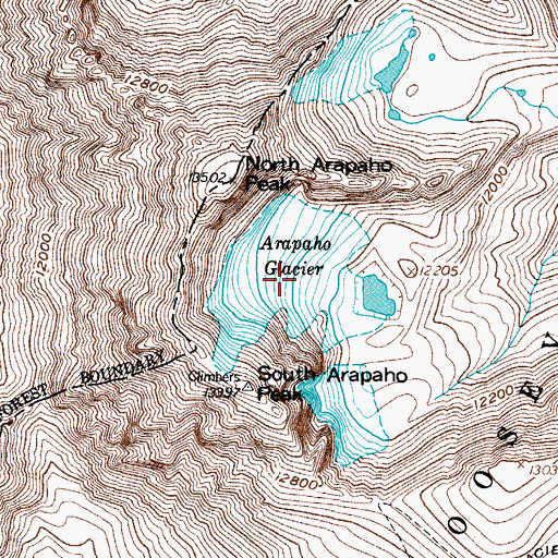Topographic Map of Arapaho Glacier, CO