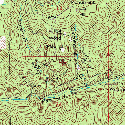 Topographic Map of Grey Copper Mine, CO