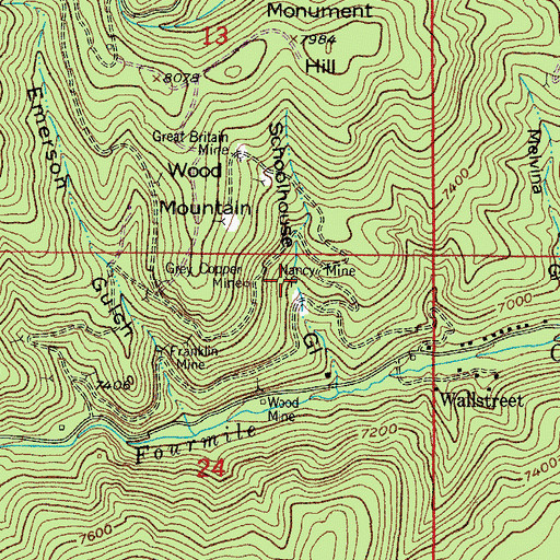 Topographic Map of Nancy Mine, CO