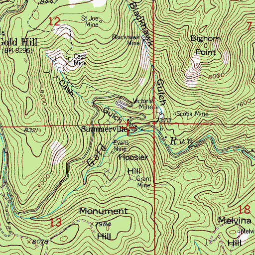 Topographic Map of Summerville, CO