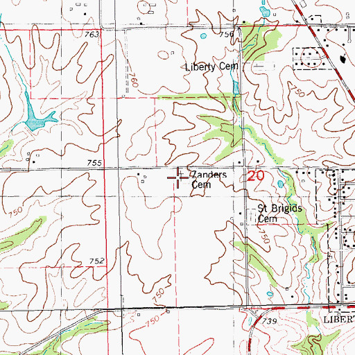 Topographic Map of Zander Cemetery, IL