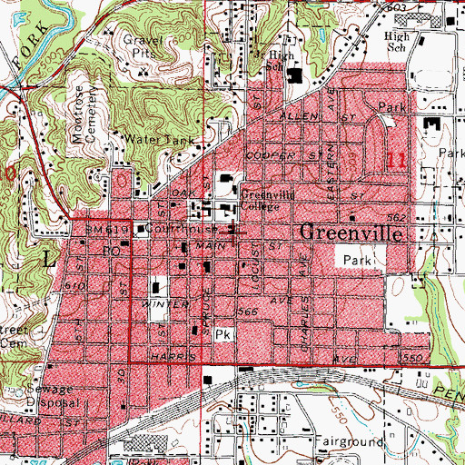 Topographic Map of Free Methodist Church, IL