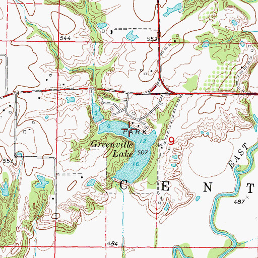 Topographic Map of Greenville Park, IL