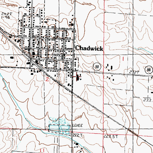 Topographic Map of Chadwick Junior High School, IL