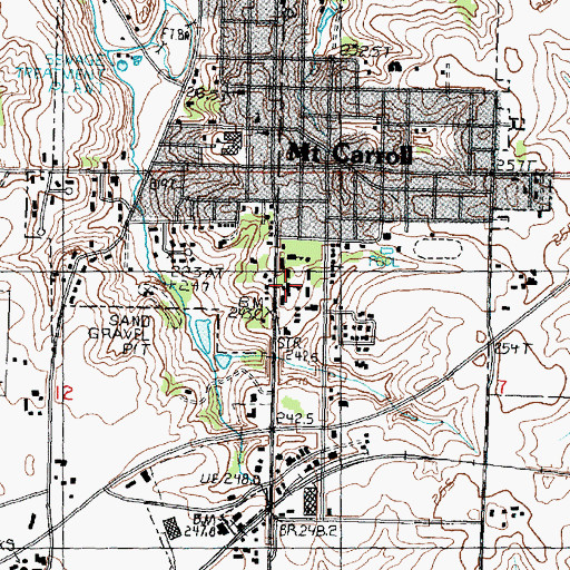 Topographic Map of Mount Carroll High School, IL