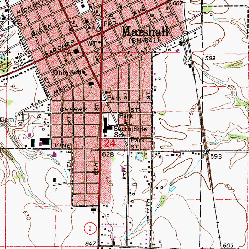 Topographic Map of Marshall Church of the Nazarene, IL