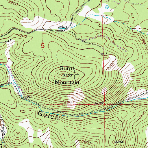 Topographic Map of Burnt Mountain, CO