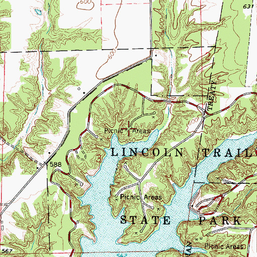Topographic Map of Sweet Gum Lane Picnic Area, IL