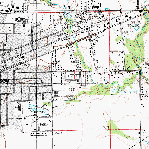 Topographic Map of Washington Cemetery, IL