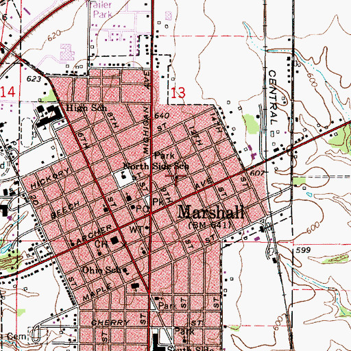 Topographic Map of Wesleyan Church of Marshall, IL