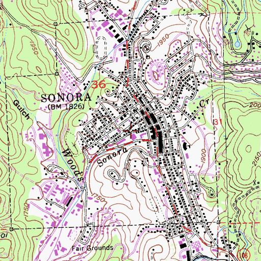 Topographic Map of Coffils Park, CA